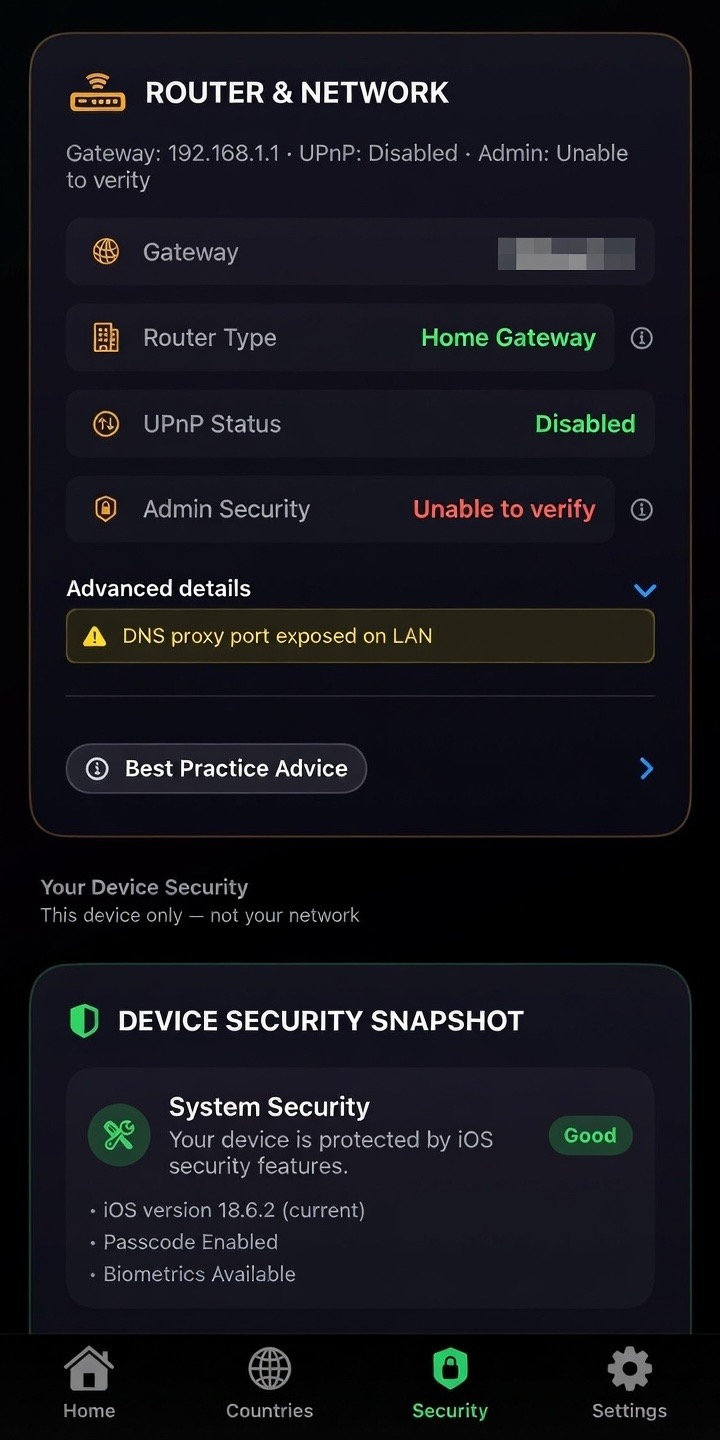 Router and network signals screen